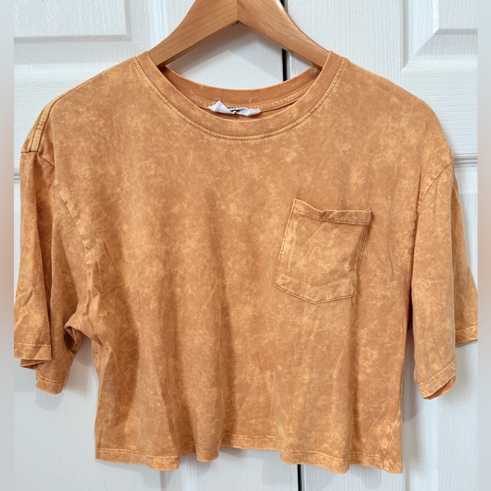 Orange Cropped T-Shirt with Pocket